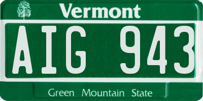 VT license plate AIG943
