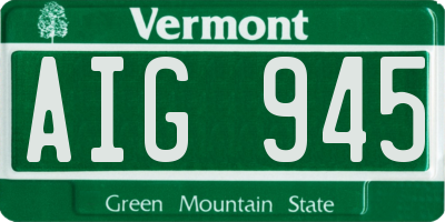 VT license plate AIG945