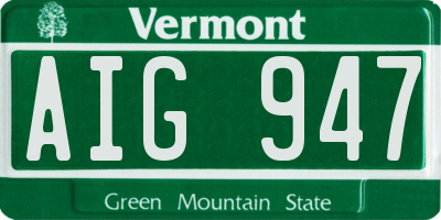 VT license plate AIG947
