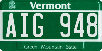VT license plate AIG948