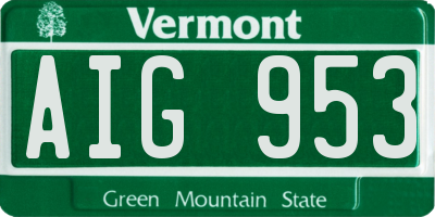 VT license plate AIG953