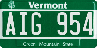 VT license plate AIG954