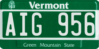 VT license plate AIG956
