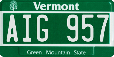 VT license plate AIG957