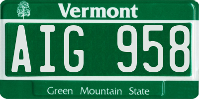 VT license plate AIG958