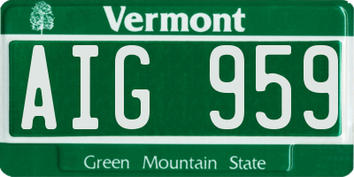 VT license plate AIG959