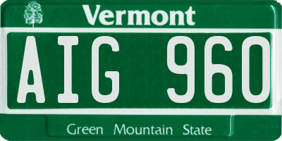 VT license plate AIG960