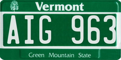 VT license plate AIG963