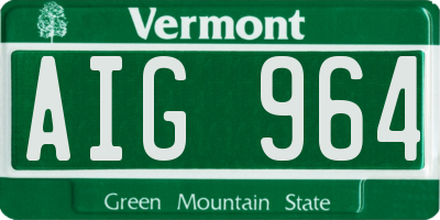 VT license plate AIG964