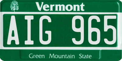 VT license plate AIG965