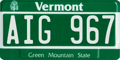 VT license plate AIG967