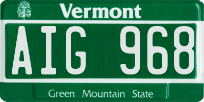 VT license plate AIG968