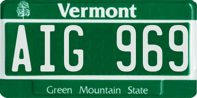 VT license plate AIG969