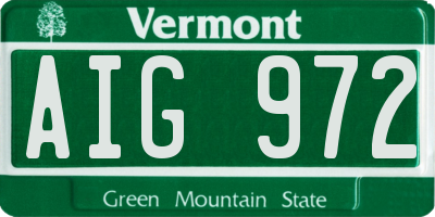 VT license plate AIG972