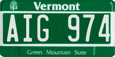 VT license plate AIG974