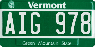 VT license plate AIG978