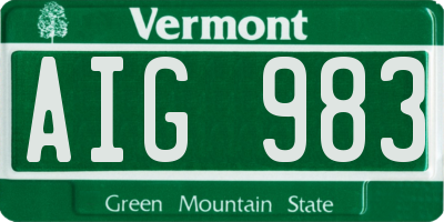 VT license plate AIG983