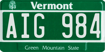 VT license plate AIG984