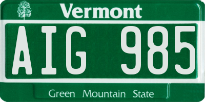 VT license plate AIG985