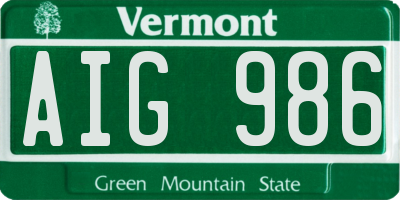 VT license plate AIG986