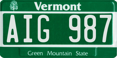 VT license plate AIG987