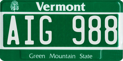 VT license plate AIG988
