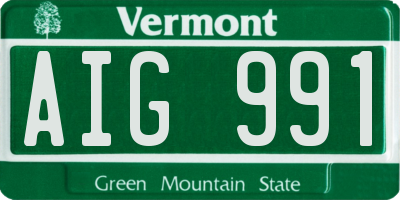 VT license plate AIG991