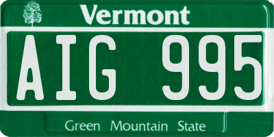 VT license plate AIG995
