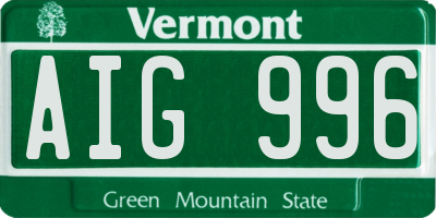 VT license plate AIG996