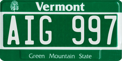 VT license plate AIG997