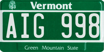 VT license plate AIG998