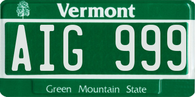 VT license plate AIG999