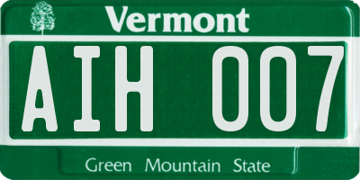 VT license plate AIH007