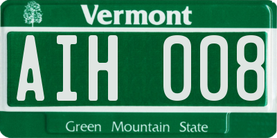 VT license plate AIH008