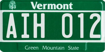 VT license plate AIH012