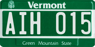 VT license plate AIH015