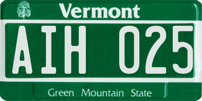 VT license plate AIH025
