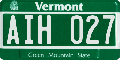 VT license plate AIH027
