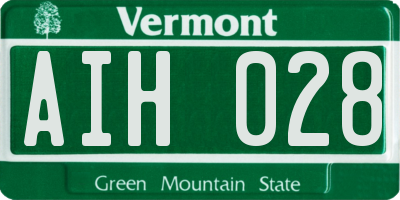 VT license plate AIH028