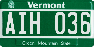 VT license plate AIH036