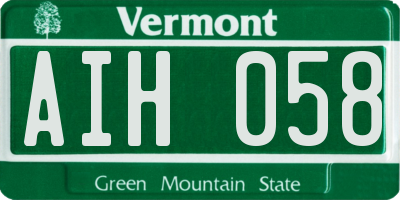 VT license plate AIH058