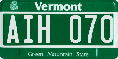 VT license plate AIH070