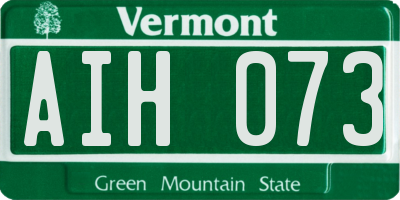 VT license plate AIH073