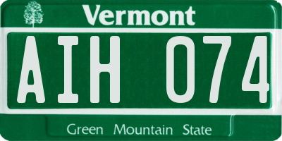 VT license plate AIH074