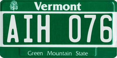 VT license plate AIH076