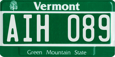 VT license plate AIH089