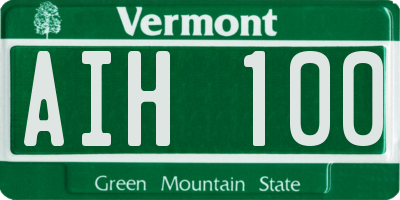VT license plate AIH100