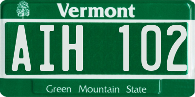 VT license plate AIH102