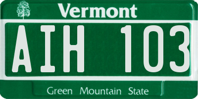 VT license plate AIH103