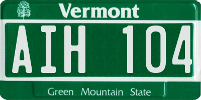 VT license plate AIH104